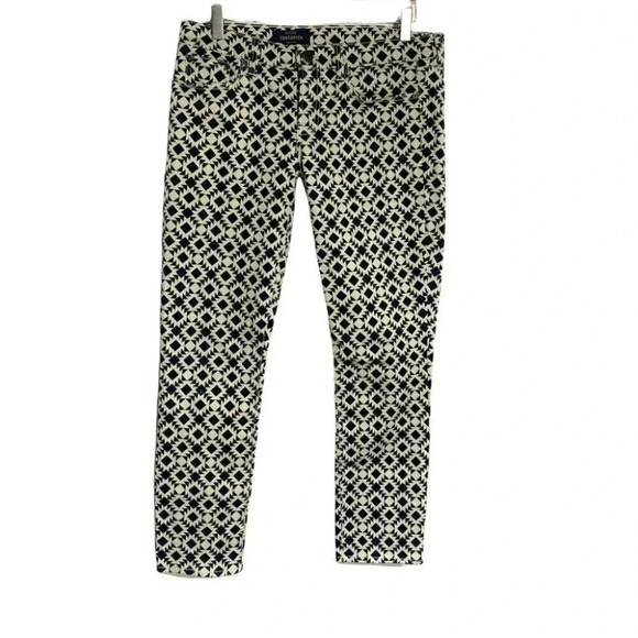 J. Crew Toothpick‎ 30 black + white Aztec print pants LNC - Picture 1 of 6